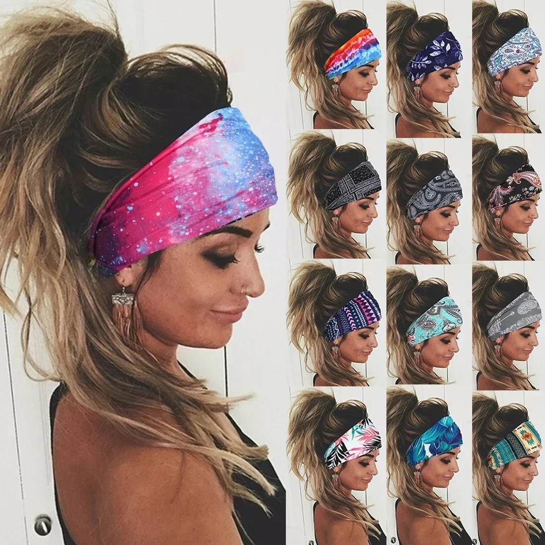 Tie Dye Cycling Yoga Sport Sweat Headband For Men Women Yoga Hair Bands Head Sweat Bands Sports Safety