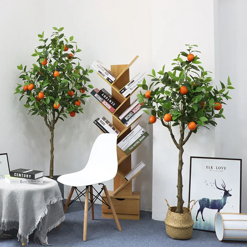 

1.5M Simulation Plant Orange Tree Potted Clothing Store Indoor Floor-to-ceiling Orange Tree Decoration Fake green Plant Bonsai