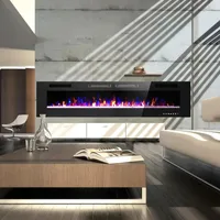 Electric Fireplace 72 Inch Wall Mounted & Recessed, Ultrathin 3.86" Electric Heater with Remote Control Touch Screen, Fireplace 1