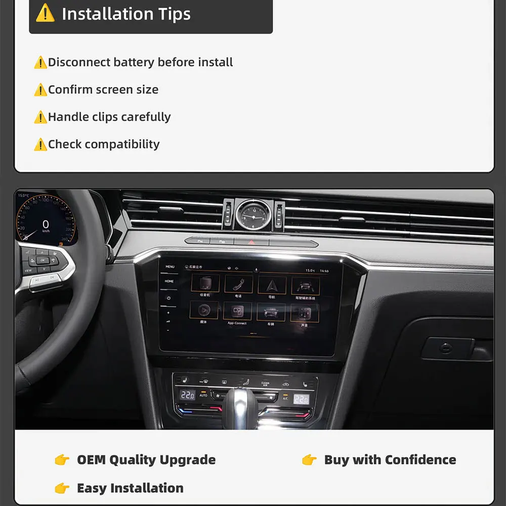 Für VW Autoteile passend für Passat B8 8 Zoll 9,2 Zoll OEM Navigationsradio MIB Glasbildschirmrahmen – Detail 9