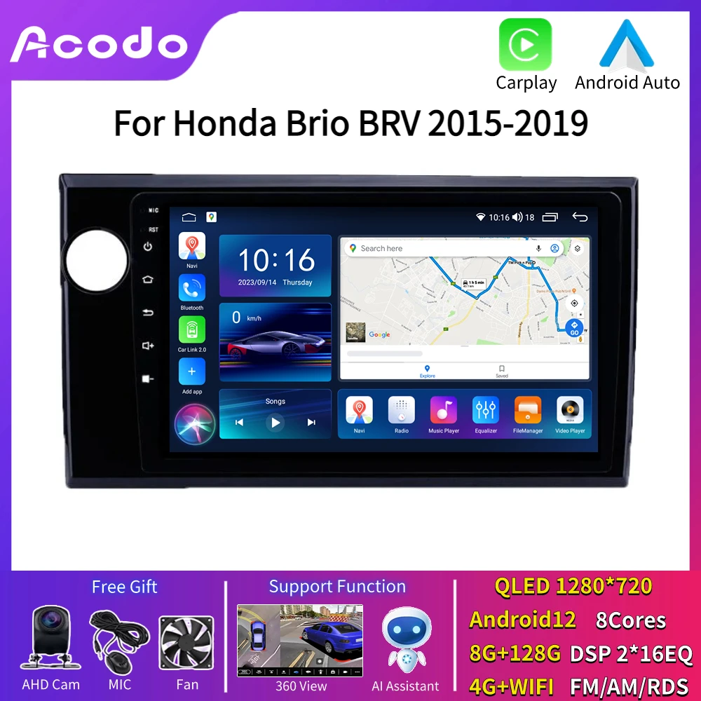 

Автомобильное радио Acodo Carplay для Honda Brio BRV 2015-2019 Android стерео IPS экран FM BT SWC Wifi радио GPS Youtube автомобильное радио