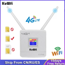 KuWfi 4G LTE CPE Wifi 라우터 CAT4 150Mbps 무선 라우터 잠금 해제 4G LTE SIM Wifi 라우터 (외부 안테나 포함) WAN/LAN RJ45