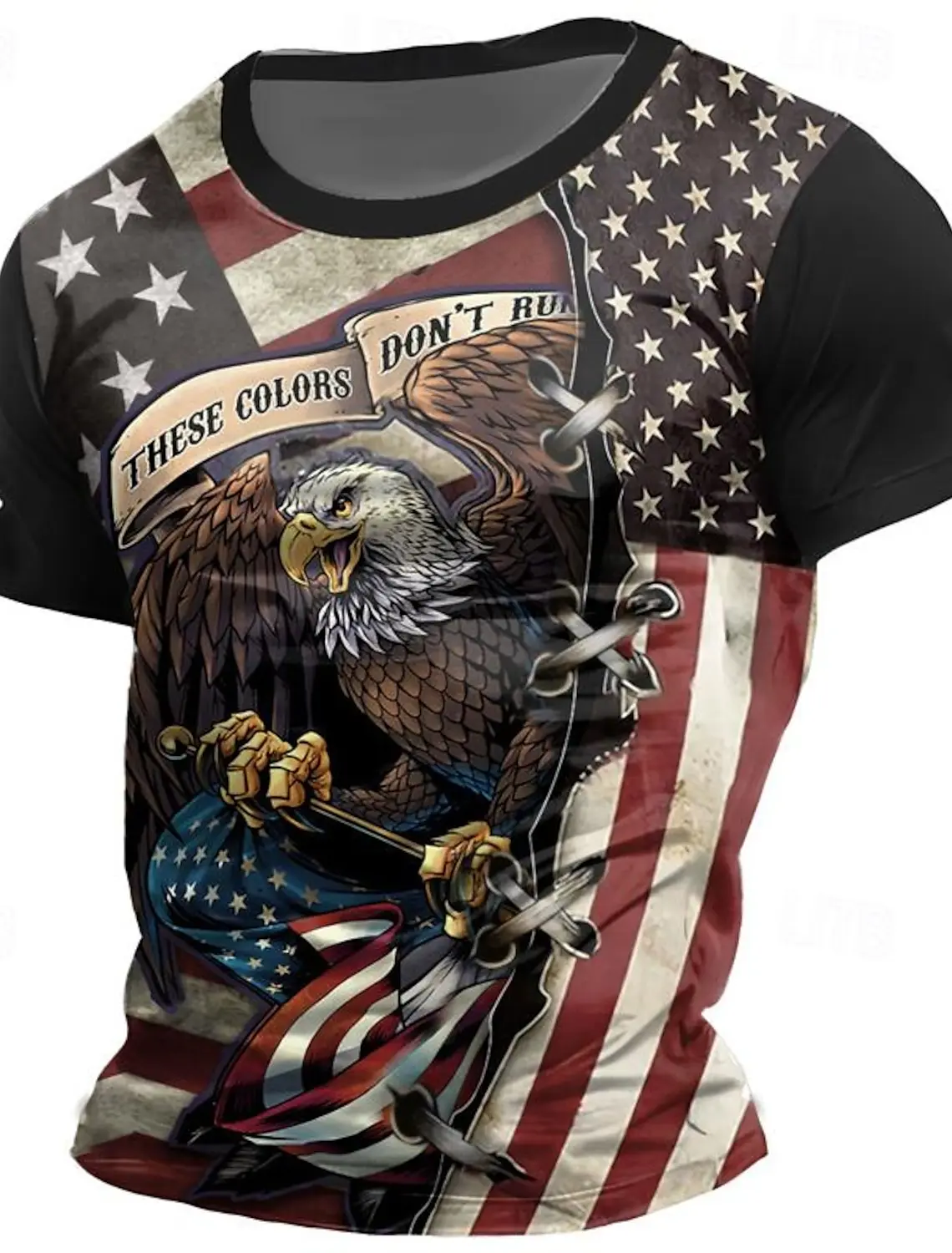 

2024 New Graphic Eagle American Flag Retro Vintage Men's 3D Print T shirt Tee Tops Short Sleeve Crew Neck Shirt Spring & Summer