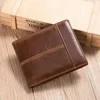 Men Wallets 100% Genuine Cow Leather RFID Anti-theft Short Leather Men Purse High Quality Luxury Brand Male's Wallet Card Holder 1