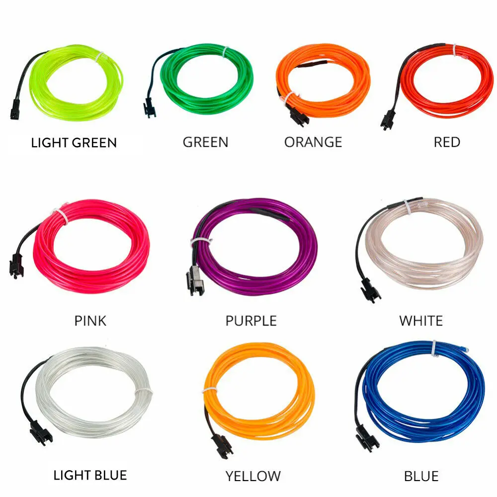 Flexible Neon EL Wire LED Strip – Waterproof Rope for DIY Decor in Red, Blue, Green