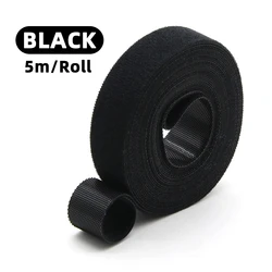 Reusable Nylon Hook and Loop Fastening Cable Ties - 5M Roll, Multi - Width Options for Wire Organizing and DIY Projects (Black)