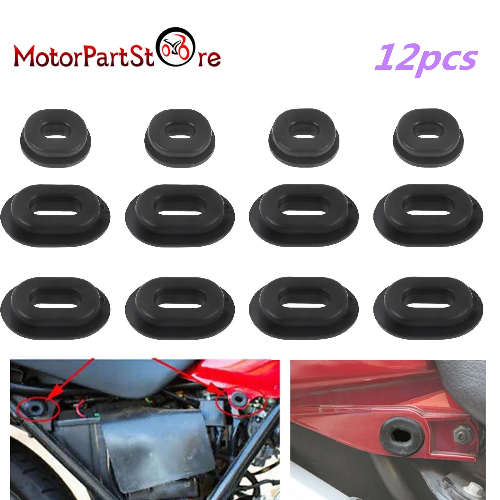 12pcs Motorcycle Body Side Cover Rubber Grommet Fairing Washer Bolts Goldwing for Honda Yamaha Suzuki Kawasaki CG125 CL XL