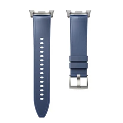 Premium Silicone & Leather Watch Strap - Elegant No - Gap Design Bracelet Accessory for Watch 8 Classic 46mm (Blue)