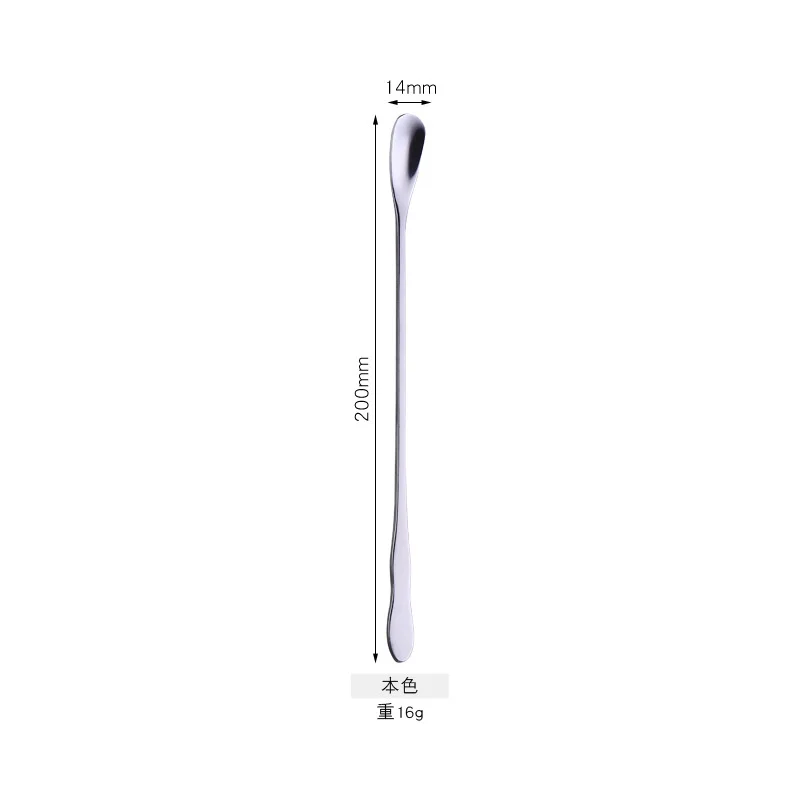 100pcs Stainless Steel Long Handle Ice Spoon Mixing Spoon Gourd Handle Tableware Creative Coffee