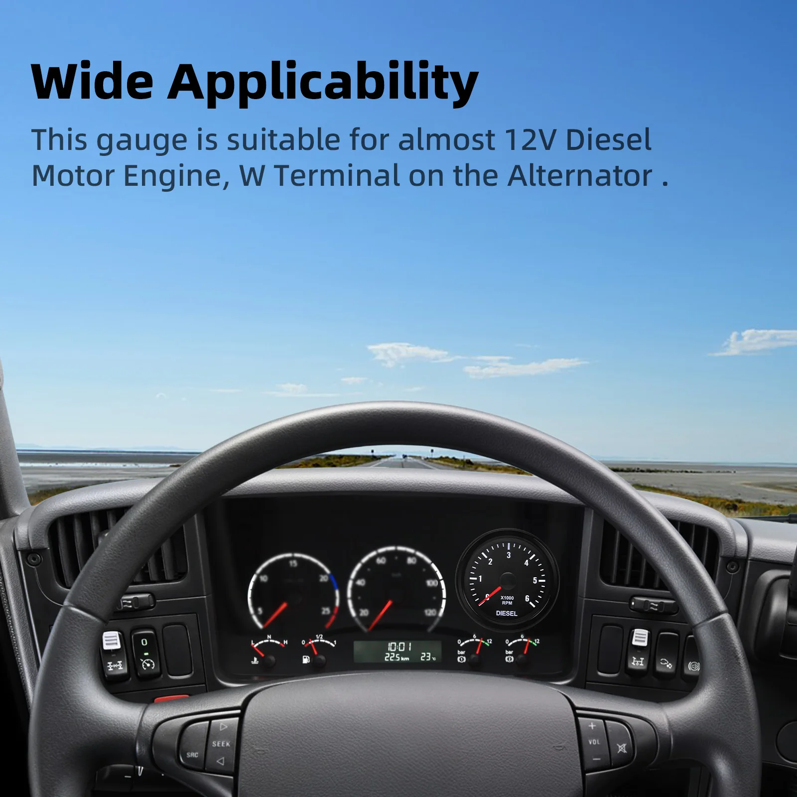 Car Accessories 52MM 2inch Auto Gauge Diesel Tachometer 0-6000RPM Meter with whi