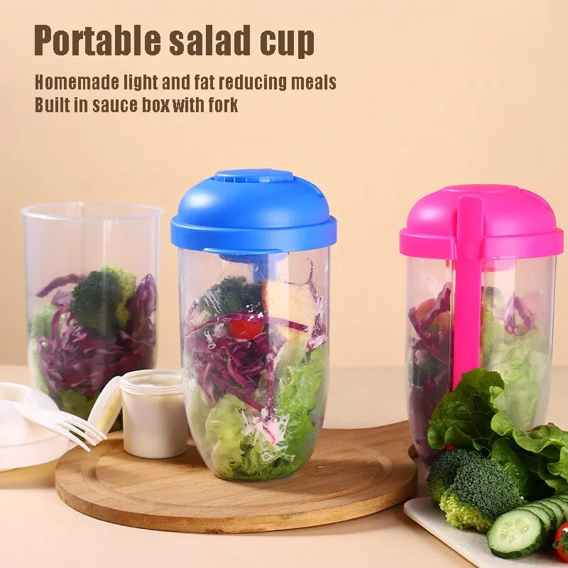 Food container set Portable Breakfast Cups Cereal Nut Yogurt Salad Cup Container Set Fork Sauce Bottle Food Storage Bento Box Lunch
