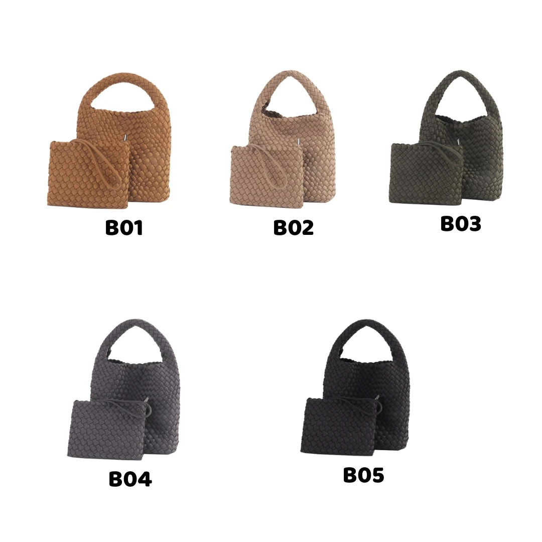 speliko Neoprene Woven Bag in Large Capacity Tote Bag With Woven Clutch Bag