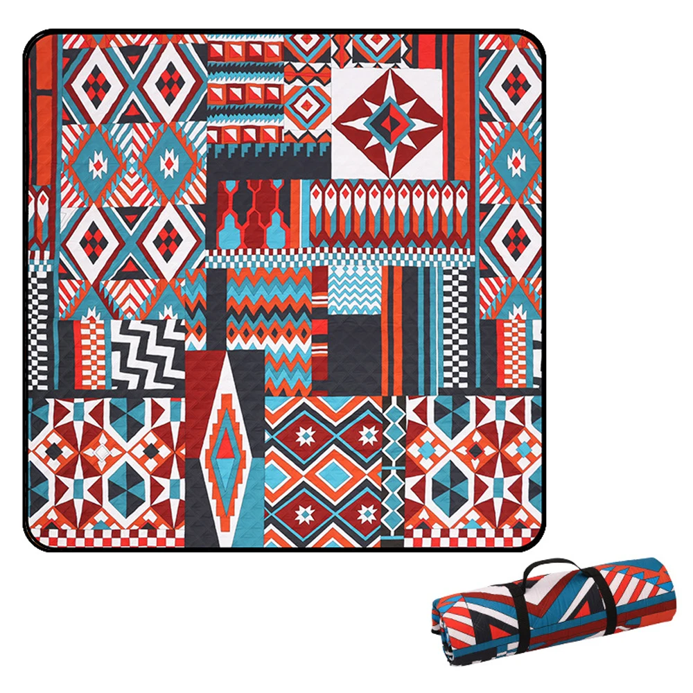 

Outdoor Folding Camping Mat Nation Style Printed Thickened Moisture-proof Mat For Beach Picnic Blanket Child Playing Pad 1 Size