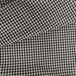 Retro Vintage Red Blue Linen Grid Striped Woven Cotton Fabric for Sewing and Home Décor (Black small grid)