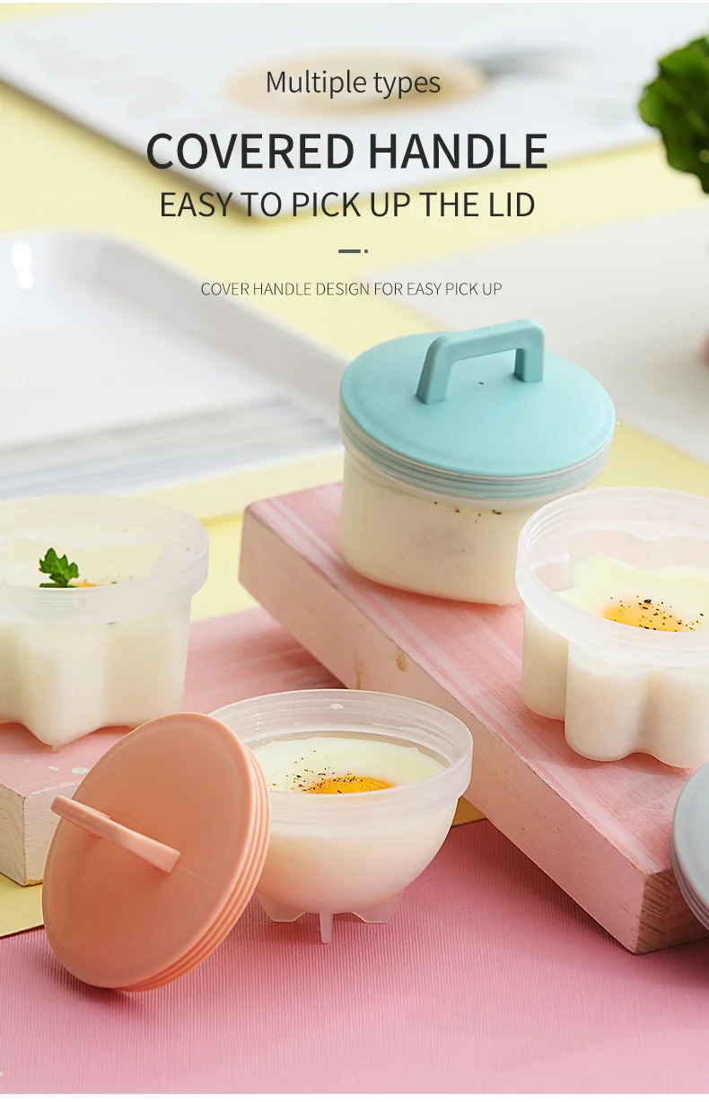 4 teile/satz niedlichen Eier kocher Werkzeuge mit Bürste Kunststoff Eier kessel für Kind Backen Eierform Frucht pudding Schimmel Küchen zubehör – Detail 6