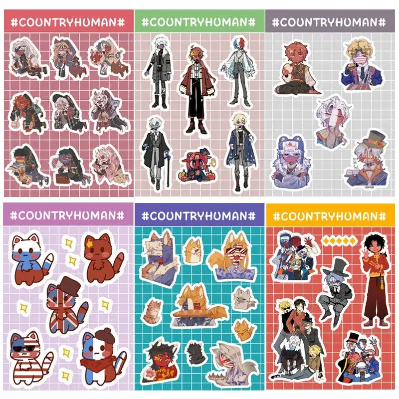 Countryhumans Sticker Japanese Anime Stickers Kawaii Student Stationery Water Proof Kid School Supplies The Case Study Gift