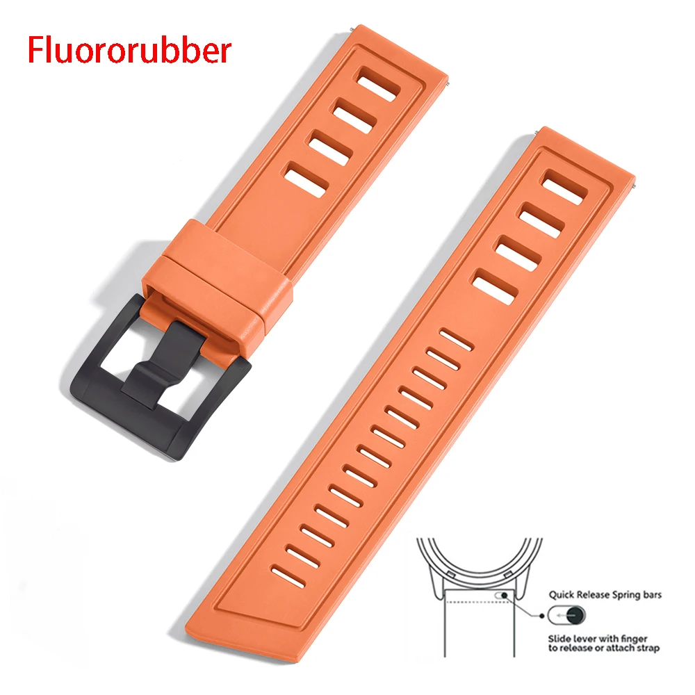 Enhanced Fluororubber Quick Release Waterproof Watch Strap