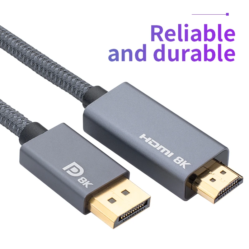 ÷ Ʈ 1.4-HDMI 2.1 ̺,   ũž, HDR 4K 120Hz DP-HDTV ڵ, 6.5Ft DP-HDMI 8K 30Hz  ̺