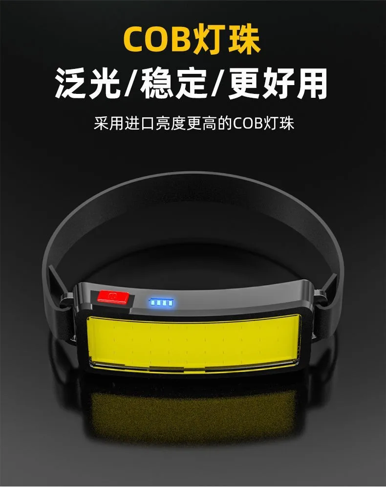 Description Picture 3 of itemNew Strong and High Brightness COB Headlight USB Charging Headworn Night Fishing Light Outdoor Riding Floodlight Headlight