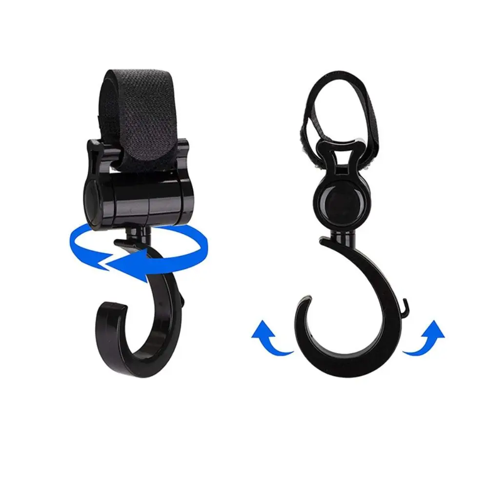 Large Hook Stroller Hook 360 Rotary Degree Hook Pushchair Hanger Hook and Loop Multi-Purpose Pram Accessories Pushchair