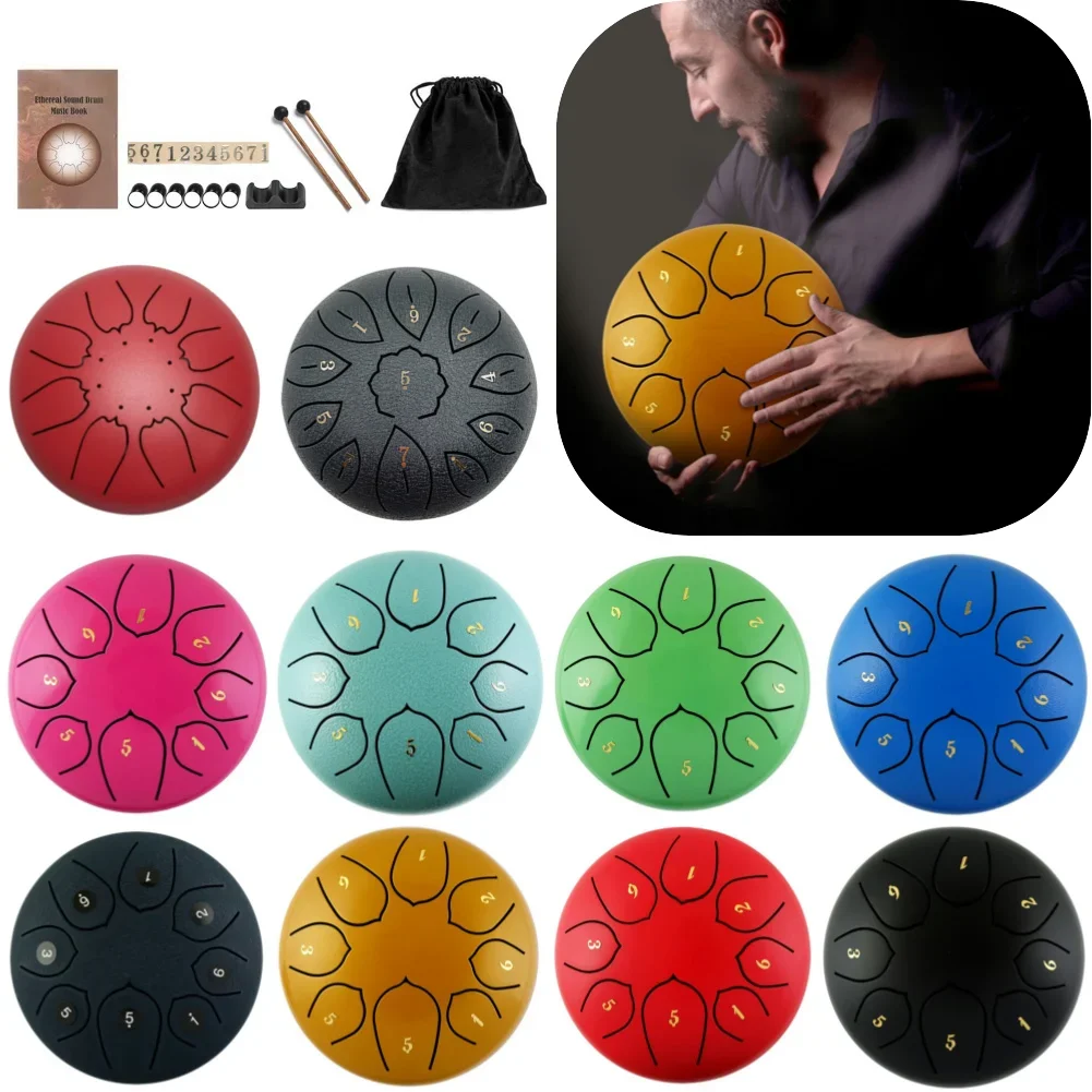 6 inch Steel Tongue Drum Pan Tank Drum with Bag 8/11 Tune Musical Instrument Hand Lightweight Portable Music Elements Set