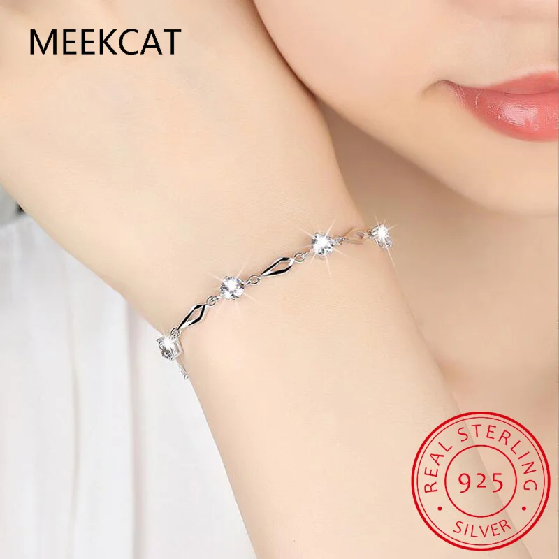 여성을위한 솔리드 Moissanite 테니스 팔찌 약혼 파티 선물을위한 실험실 다이아몬드 마름모 팔찌