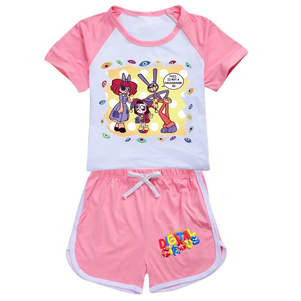 The Amazing Digital Circus Kids Clothes Summer Girls T-shirt+Shorts Set Boys Casual Short Tops Suit Children Pajamas Tracksuits