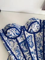 Faionable Retro Court Sle Women's Top Summer Tie Waist Fibone Strapl Vest Svel Embroidered Bustier Outerwear - Image 4