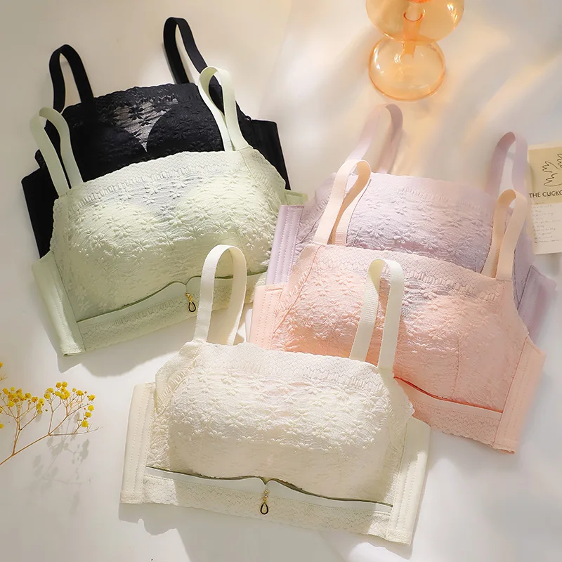 Lace No Underwire Small Chest Bra Comfortable Gathering Anti Sagging