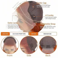 200% densité gingembre droite perruques de cheveux humains os droit 13x6 HD dentelle frontale perruques de cheveux humains pré plumés pour les femmes brésiliennes 5