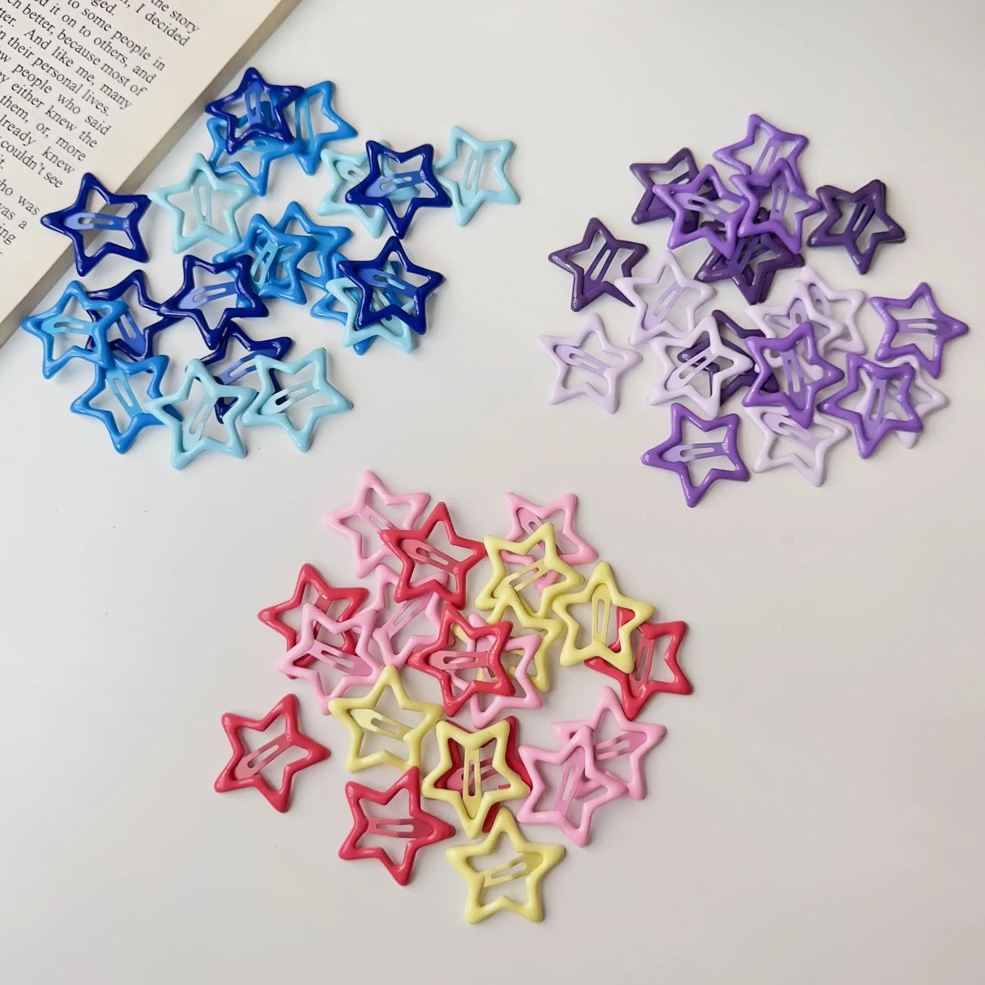 Colorful Star Hair Clips 10PCS 3.2cm Girls Hair Accessories - Uniqwear