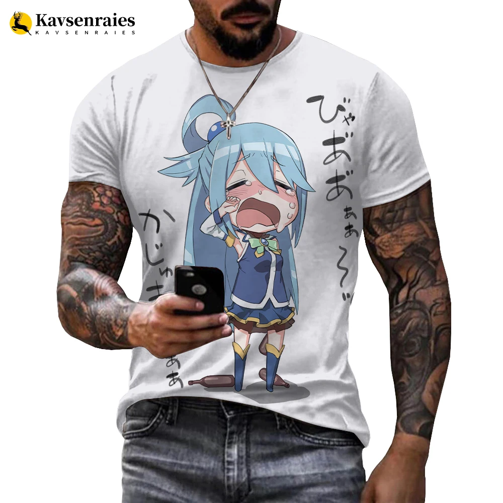 

Kono Subarashii Sekai Ni Shukufuku Wo Konosuba T Shirt Aqua Megumin Tee Anime Custom Cosplay T-Shirt Print Short Sleeve T Shirt