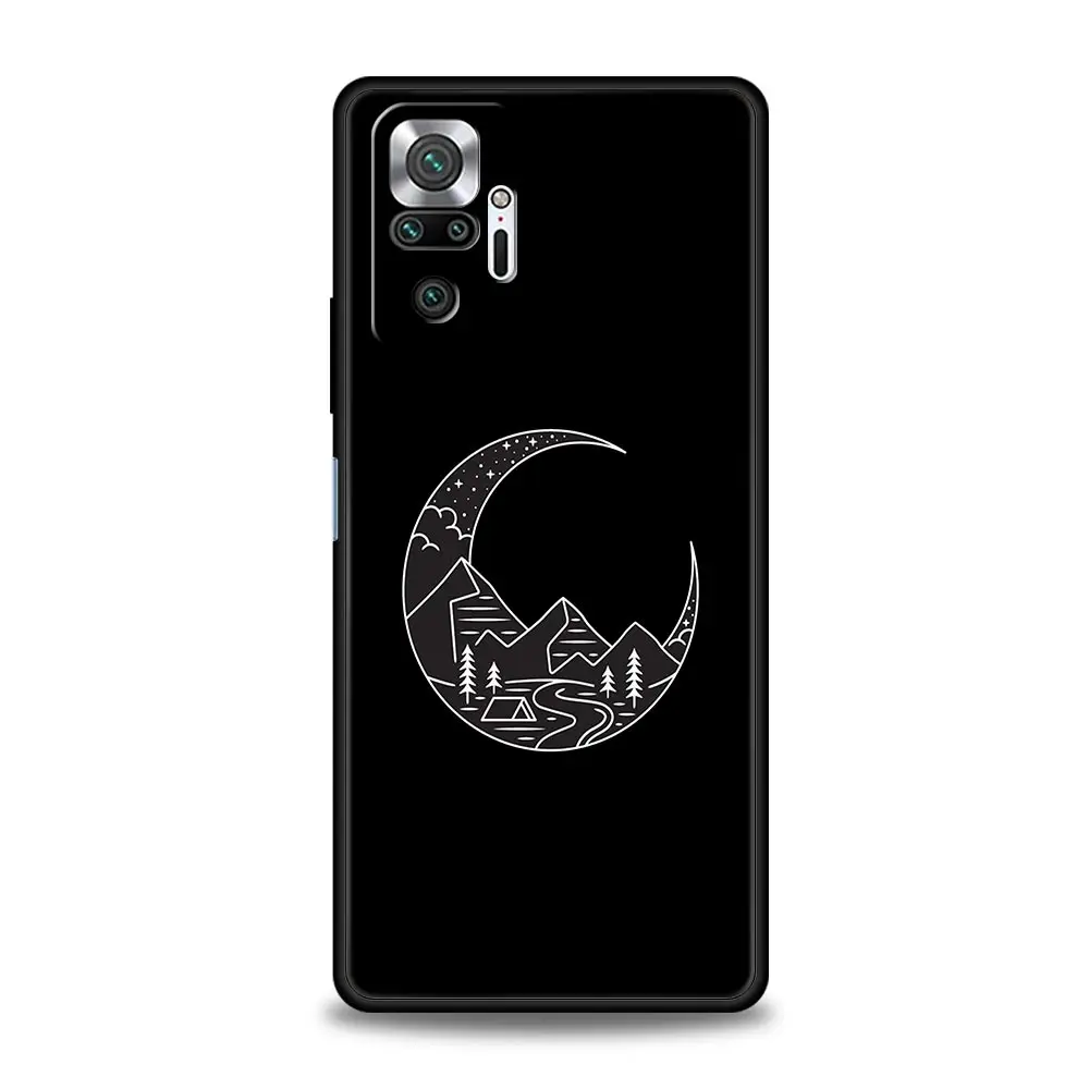 Mountain Scenery Sun & Moon Design Phone Case Cover