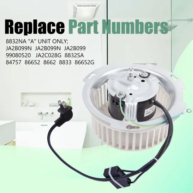 Upgraded 84757 Replacement Motor For NuTone/Broan Bathroom Fans - 1285 RPM, 120V, Includes Blower Wheel