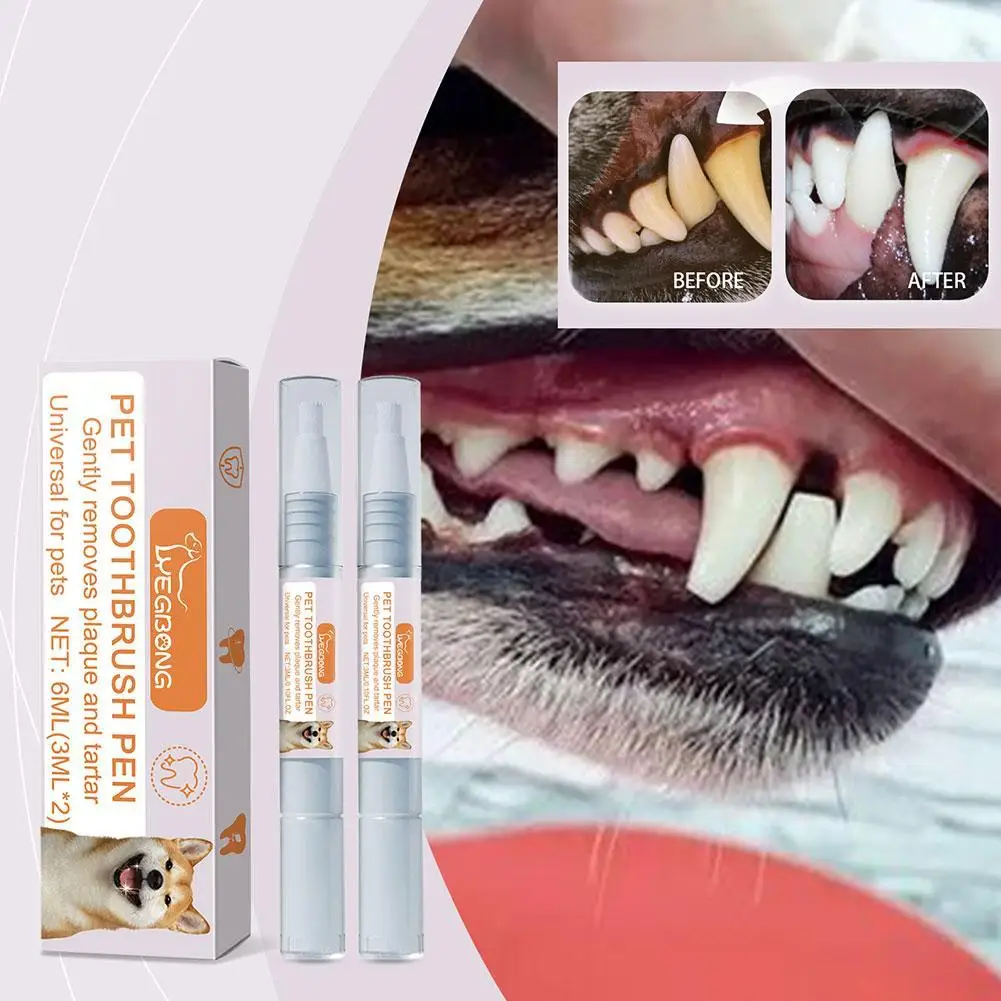Pet Toothbrush Pen Teeth Clean Fresh Breath Pet Toothbrush Paste Brush One Easy To Use Cat Tooth Brush Teeth Cleaning Tools