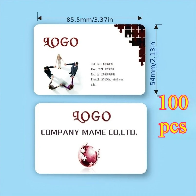 고품질 100매 맞춤형 PVC 명함 무료 디자인 풀컬러 인쇄 (기업 브랜딩용)