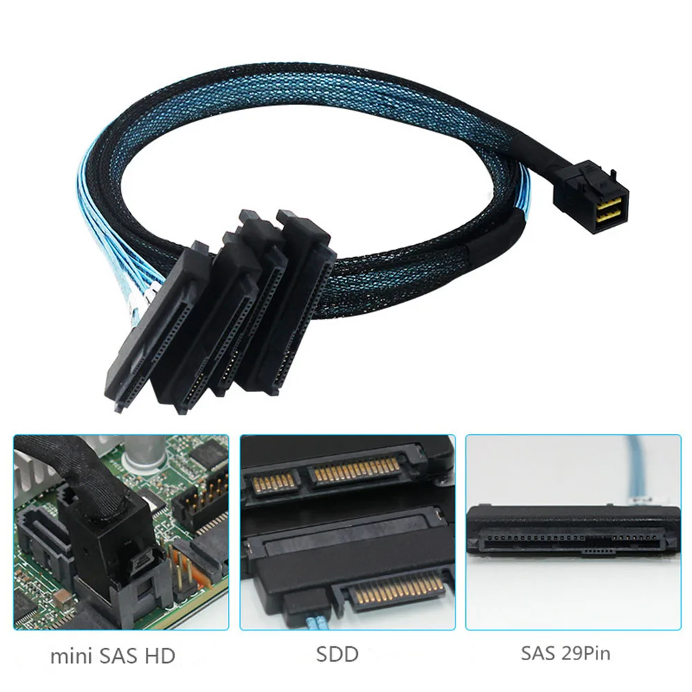 SAS SATA Cable Mini SAS SFF 8643 To 4SFF 8482 SAS SATA Power Adapter