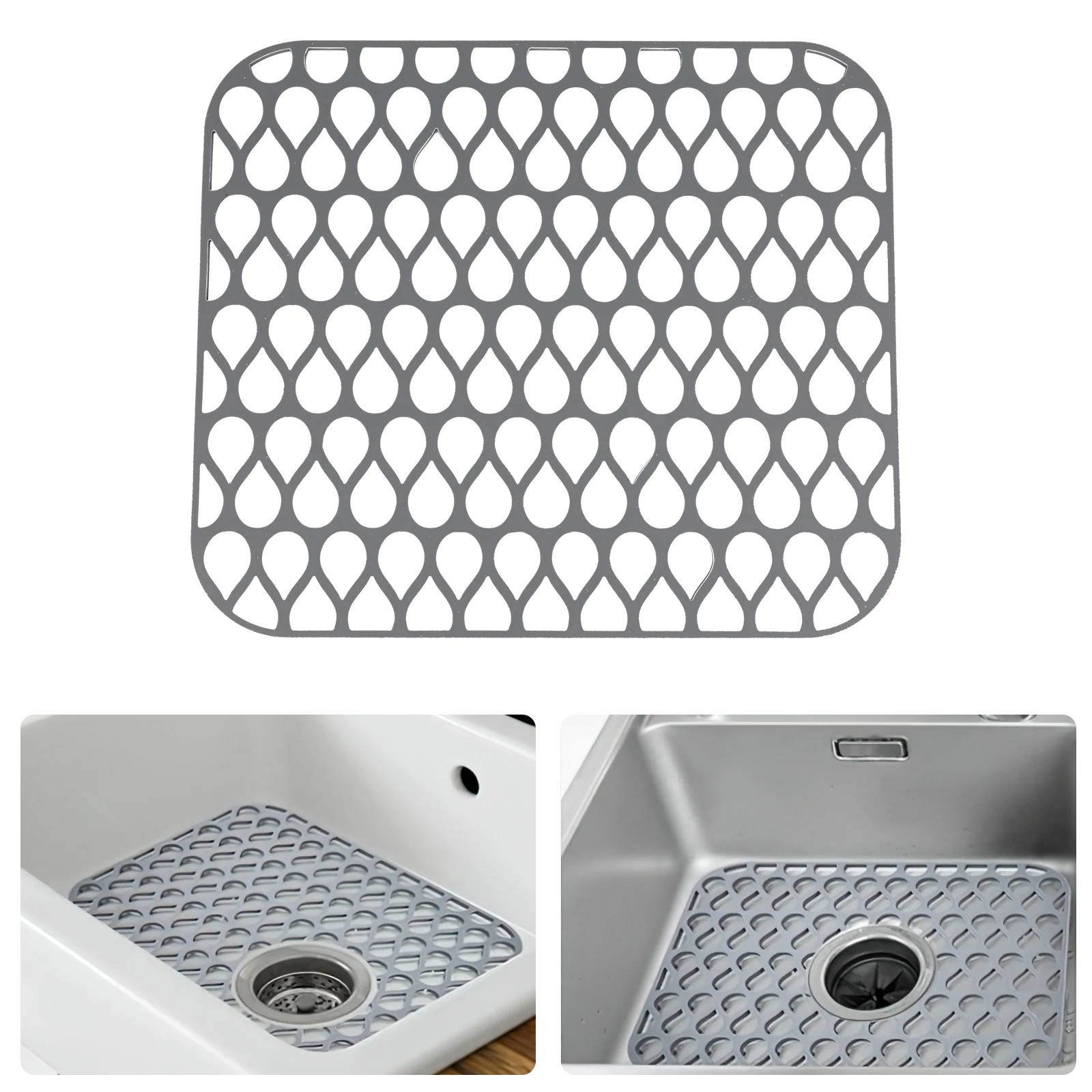 2pcs Kitchen Silicone Sink Protector Mat Foldable Non-Slip Quick Drying Dish Drain Pad High Temperature Tableware Storage Mats