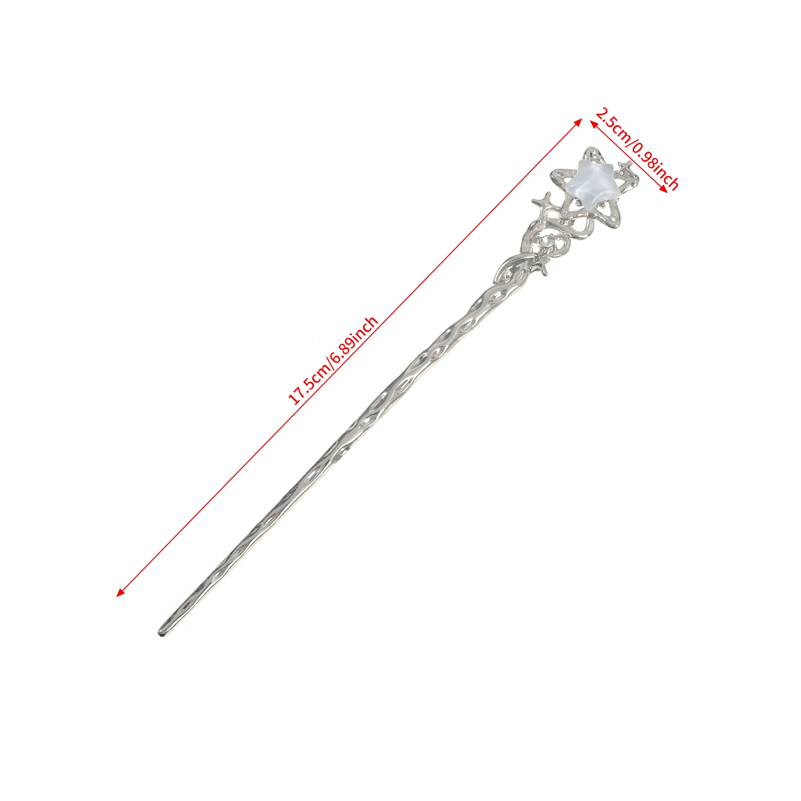 1pc New Chinese Ancient Hairpin Silver Star Moon Hair Stick Elegant Cool Hair Fork Headpiece Girl Female Hair Styling Tool