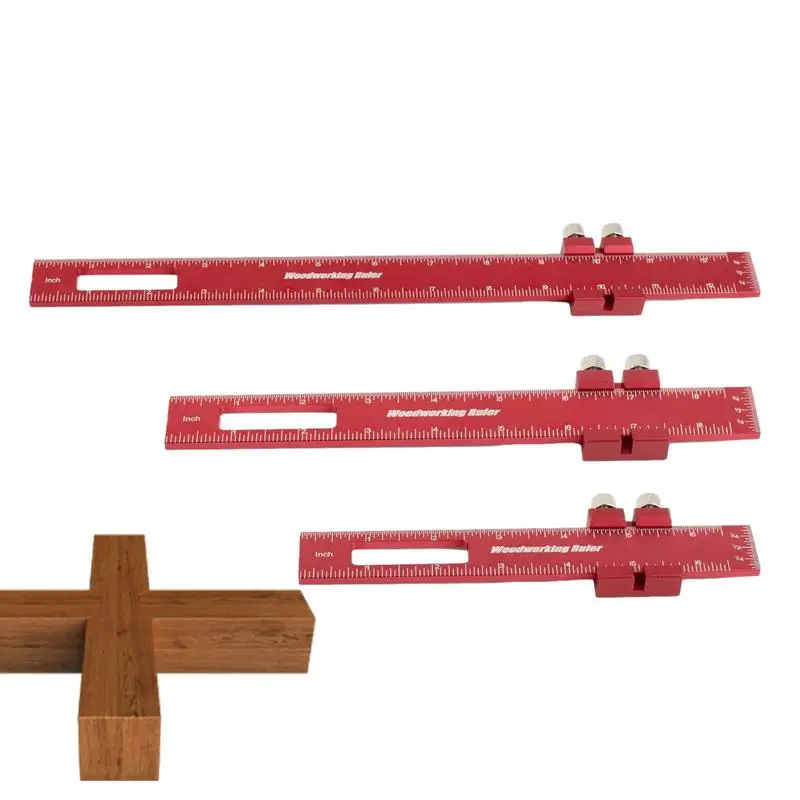 Woodworking Square 3PCS Aluminum Slide Ruler Woodworking Slide Stop Scriber Pocket Ruler With Stops Pocket Ruler Measuring Tool