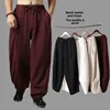 Spring Summer Cotton Linen Pants Men's Chinese Style Loose Fit Bell Bottoms Large Pocket Casual Trousers