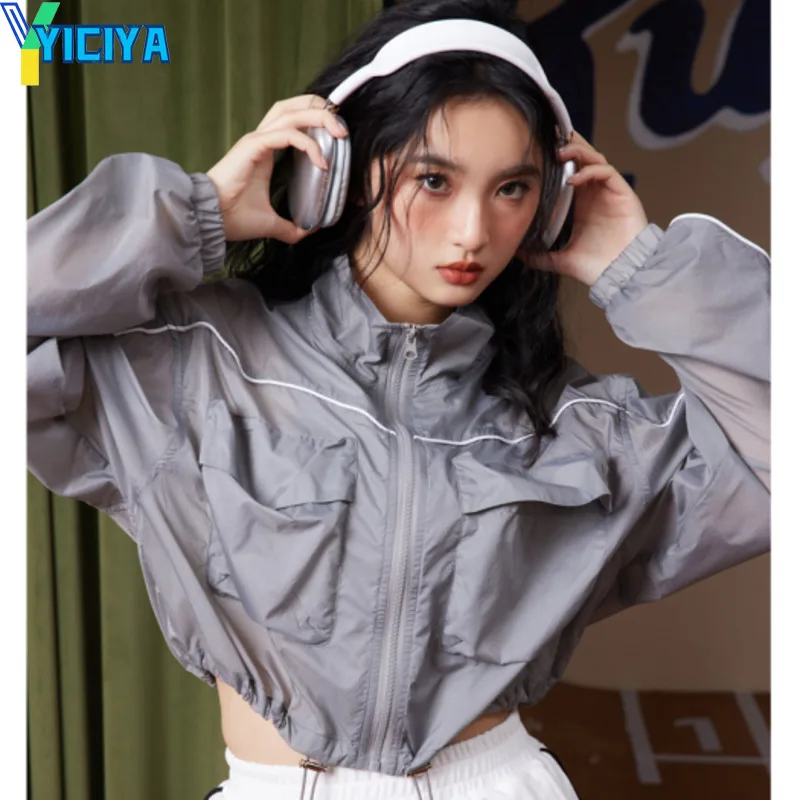 

YICIYA jacket racing bomber women thin Sunscreen varsity Jackets Cyberpunk Windbreak new vintage American baseball Jacket coat