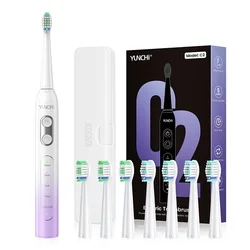 Advanced Rechargeable Electric Toothbrush for Adults - 5 Cleaning Modes & Teeth Whitening with 8 Brush Heads & Travel Case (Purple 8H)