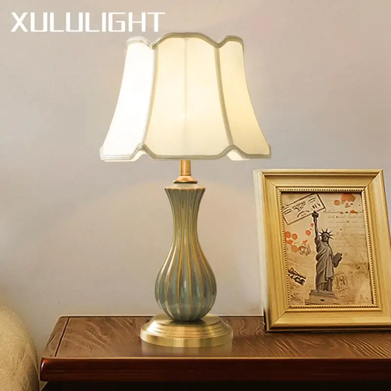 

Classic European Retro Ceramic Table Lamp Bedroom Home Bedside Table Study Lighting Decoration Remote Control Desk Lamp
