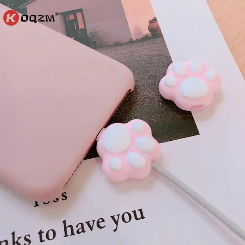 

Cartoon Cat Paws Dinosaur Cable Protector для iPhone USB Cable Organizer Organizer Winder милый кабельный держатель животных