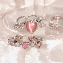 2023 패션 하트 빈티지 러브 반지 INS 펑크 고딕 오픈 기하학 손가락 반지 웨딩 파티 트렌디 걸스 쥬얼리, 여성용 패션 하트 빈티지 러브 반지