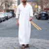 2025 Dubai Turkey Muslim Men's Pocket Solid Color Hat Wearable Robe Thobe Msl1 Robe Abaya Ramadan Dubai Luxury Islam Elegant