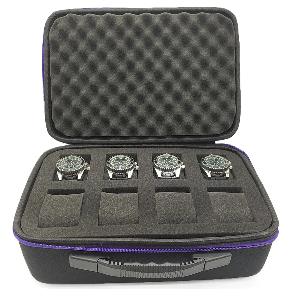 

8 Slot Sponge Watch Storage Box Shockproof Watch Organizer Protective Safety Canvas EVA Storage Case for Most Watches