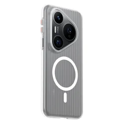 Magnetic MagSafe Matte Hard Case with Transparent Luggage Stripe - Slim Shockproof Cover Bumper for Pura 70 Pro (White)