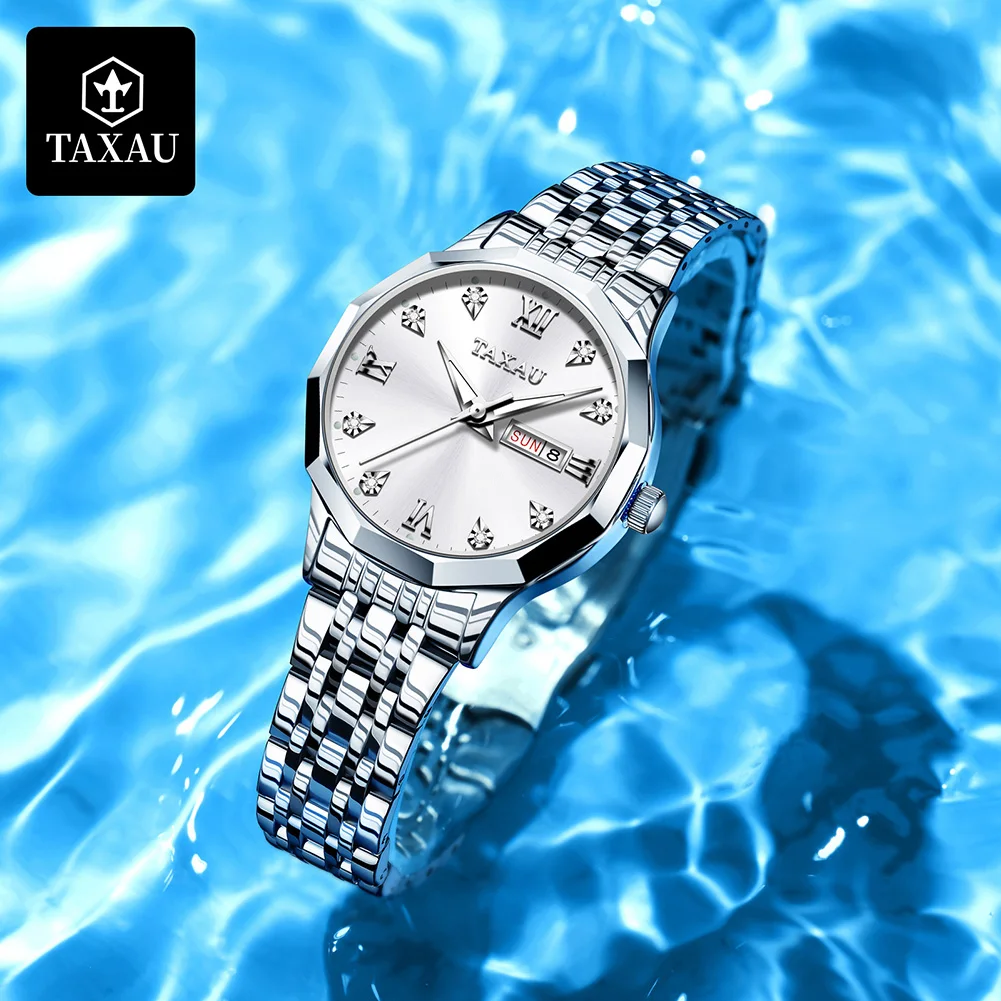 

TAXAU New Fashion Elegant Quartz Wrist Watch Stainless Steel Waterproof Luminous Women's Wristwatch High Quality Gift For Ladies